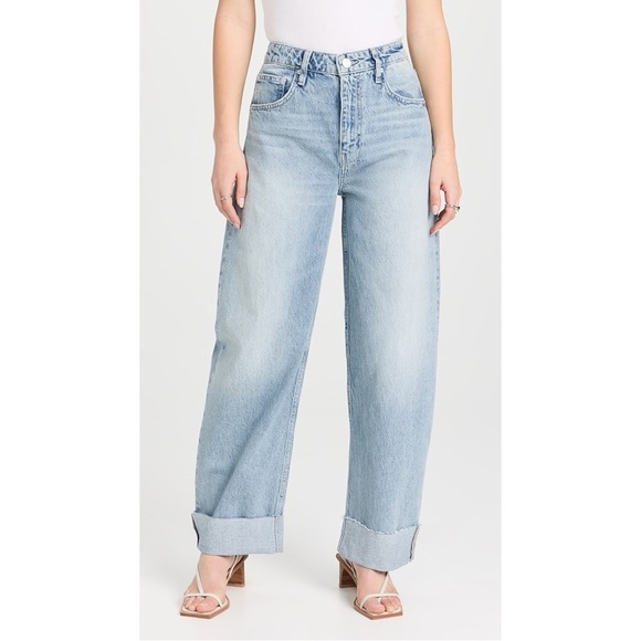 Frame Barrel Jeans 29 Raw Cuff Curved Rhode Light Wash Denim Blue Classic - Picture 3 of 15